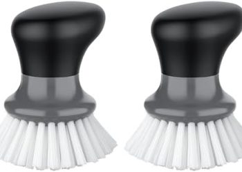 MR.SIGA Dish Scrub Brush, Palm Brush Dish Scrubber with Ergonomic Grip, Kitchen Brushes for Dishes, Gray, Pack of 2