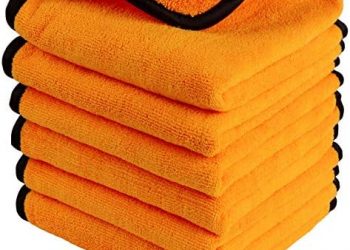 MR.SIGA Professional Premium Microfiber Towels for Household Cleaning, Dual-Sided Car Washing and Detailing Towels, Gold, 15.7 x 23.6 inch, 6 Pack