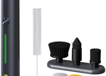 Fanttik G9 Nano Cordless Spin Scrubber with NeoPulse Motor, IPX7 Waterproof Grout Brush, 8 Replaceable Heads & LED Display for Cleaning Bathroom, Tile, Corners – Black